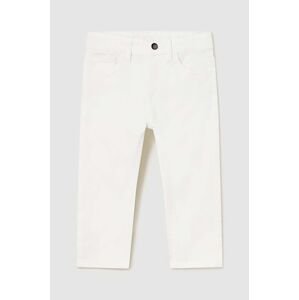 Kojenecké kalhoty Mayoral slim fit bílá barva, hladké