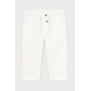 Kalhoty s lněnou směsí pro děti Mayoral bílá barva, hladké