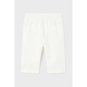 Kalhoty s lněnou směsí pro děti Mayoral Newborn bílá barva, hladké
