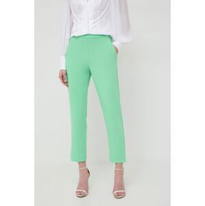 Kalhoty Pinko dámské, zelená barva, jednoduché, high waist, 102861.7624