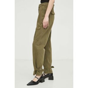 Bavlněné kalhoty BA&SH MAROON zelená barva, kapsáče, high waist, 1E24MARO