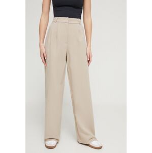 Kalhoty Abercrombie & Fitch dámské, béžová barva, široké, high waist