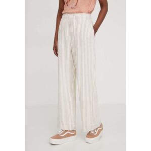 Plátěné kalhoty Abercrombie & Fitch béžová barva, jednoduché, high waist