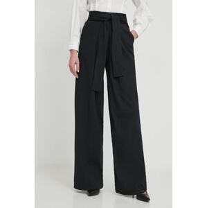 Kalhoty Desigual dámské, černá barva, široké, high waist