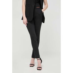 Kalhoty Karl Lagerfeld dámské, černá barva, přiléhavé, high waist