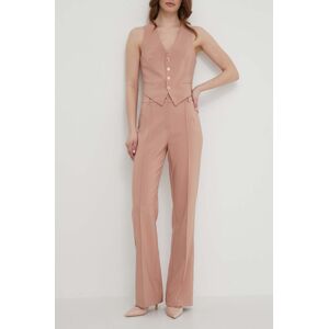 Kalhoty Artigli dámské, růžová barva, jednoduché, high waist