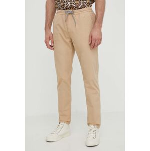 Bavlněné kalhoty PS Paul Smith béžová barva, přiléhavé