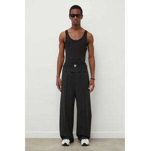 Vlněné kalhoty MSGM černá barva, jednoduché