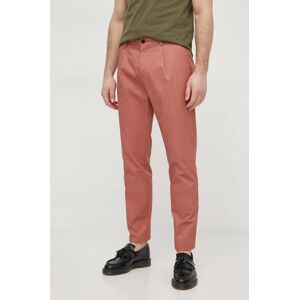 Bavlněné kalhoty Sisley růžová barva, jednoduché