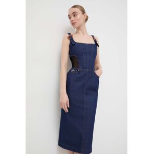 Džínové šaty Versace Jeans Couture tmavomodrá barva, midi, 76HAO953 DW023L54