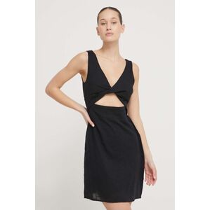 Bavlněné šaty Billabong černá barva, mini