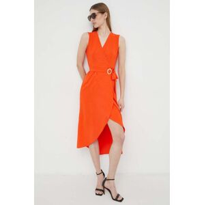 Šaty Morgan oranžová barva, midi