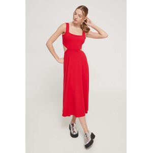 Šaty Superdry červená barva, midi