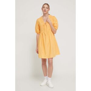 Bavlněné šaty Desigual oranžová barva, mini