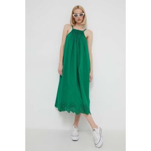 Bavlněné šaty Desigual zelená barva, maxi