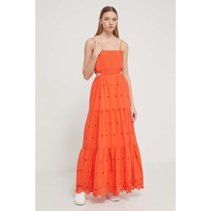Bavlněné šaty Desigual oranžová barva, maxi