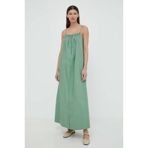 Bavlněné šaty By Malene Birger zelená barva, maxi