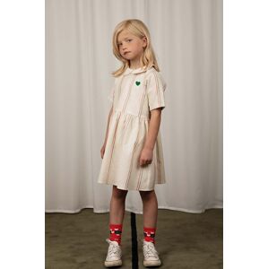 Dětské šaty s příměsí lnu Mini Rodini bílá barva, mini