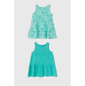 Dětské bavlněné šaty zippy 2-pack tyrkysová barva, mini