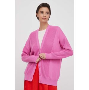 Bavlněný kardigan United Colors of Benetton růžová barva