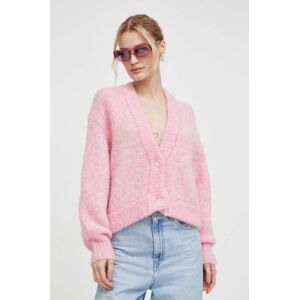 Vlněný svetr American Vintage růžová barva, hřejivý