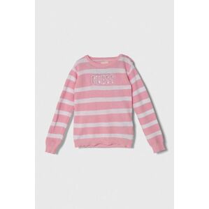 Dětský bavlněný svetr Guess růžová barva, lehký