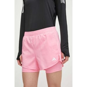 Tréninkové šortky adidas Performance růžová barva, hladké, high waist, IS3950