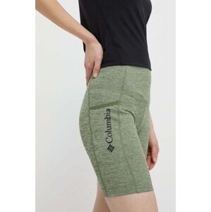 Sportovní šortky Columbia Move dámské, zelená barva, melanžové, high waist, 2075971
