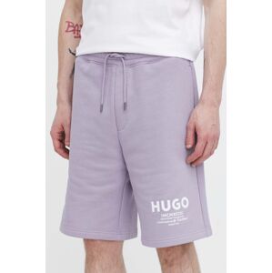 Bavlněné šortky Hugo Blue fialová barva