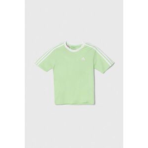 Dětské bavlněné tričko adidas zelená barva