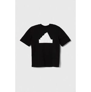 Dětské bavlněné tričko adidas černá barva, s potiskem