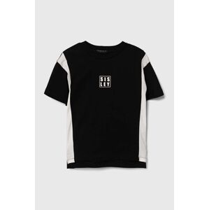 Dětské bavlněné tričko Sisley černá barva, s potiskem