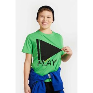 Dětské tričko s dlouhým rukávem Coccodrillo zelená barva, s potiskem