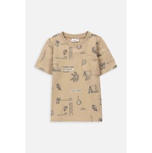 Dětské bavlněné tričko Coccodrillo béžová barva