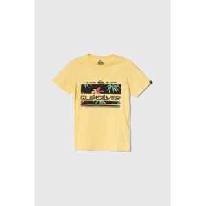 Dětské bavlněné tričko Quiksilver TROPICALRAINYTH žlutá barva, s potiskem