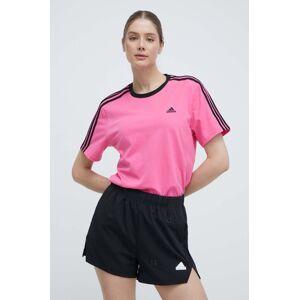 Bavlněné tričko adidas růžová barva, IS1565