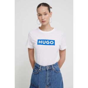 Bavlněné tričko Hugo Blue bílá barva