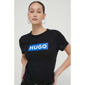 Bavlněné tričko Hugo Blue černá barva