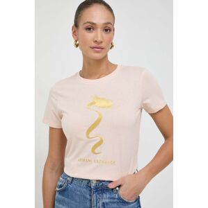 Bavlněné tričko Armani Exchange růžová barva, 3DYT40 YJCNZ
