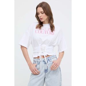 Bavlněné tričko Versace Jeans Couture bílá barva, 76HAHG04 CJ00G