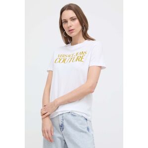 Bavlněné tričko Versace Jeans Couture bílá barva, 76HAHG03 CJ00G