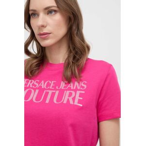 Bavlněné tričko Versace Jeans Couture růžová barva, 76HAHG03 CJ00G