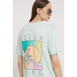 Bavlněné tričko Billabong tyrkysová barva