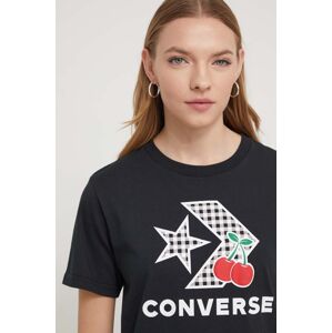 Bavlněné tričko Converse černá barva