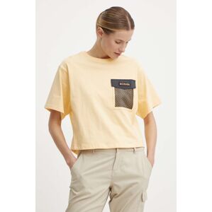 Bavlněné tričko Columbia Painted Peak žlutá barva, 2074491