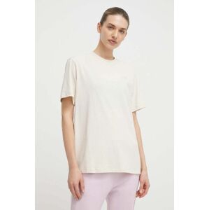 Bavlněné tričko New Balance béžová barva