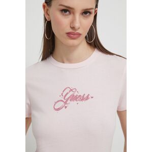 Bavlněné tričko Guess Originals růžová barva