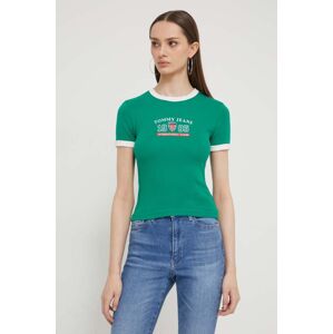 Tričko Tommy Jeans Archive Games zelená barva
