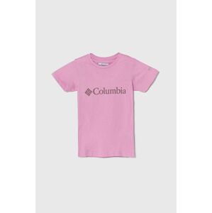 Dětské bavlněné tričko Columbia Mission Lake Short růžová barva