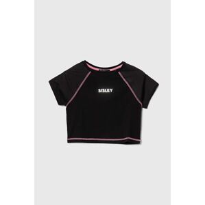 Dětské tričko Sisley černá barva